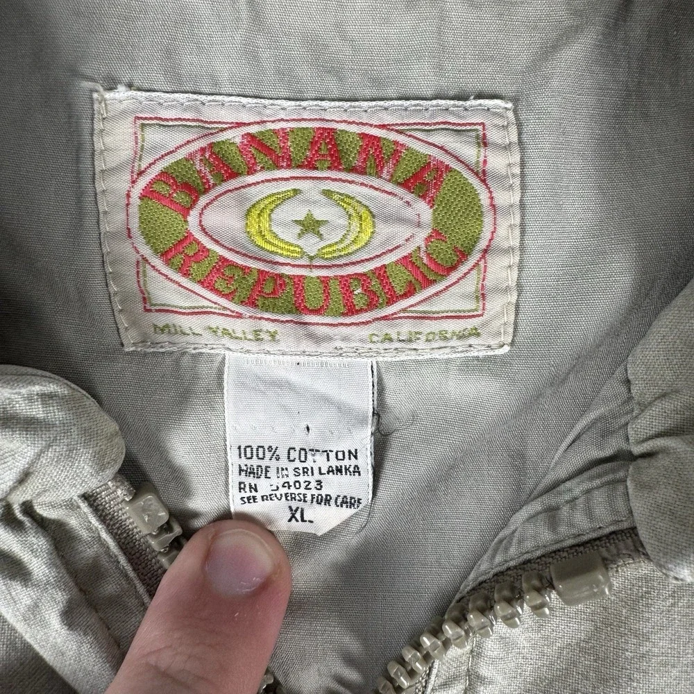 Rare Vintage BANANA REPUBLIC Full Zip Safari Vest Jacket 80s 90s Beige Tan SZ XL